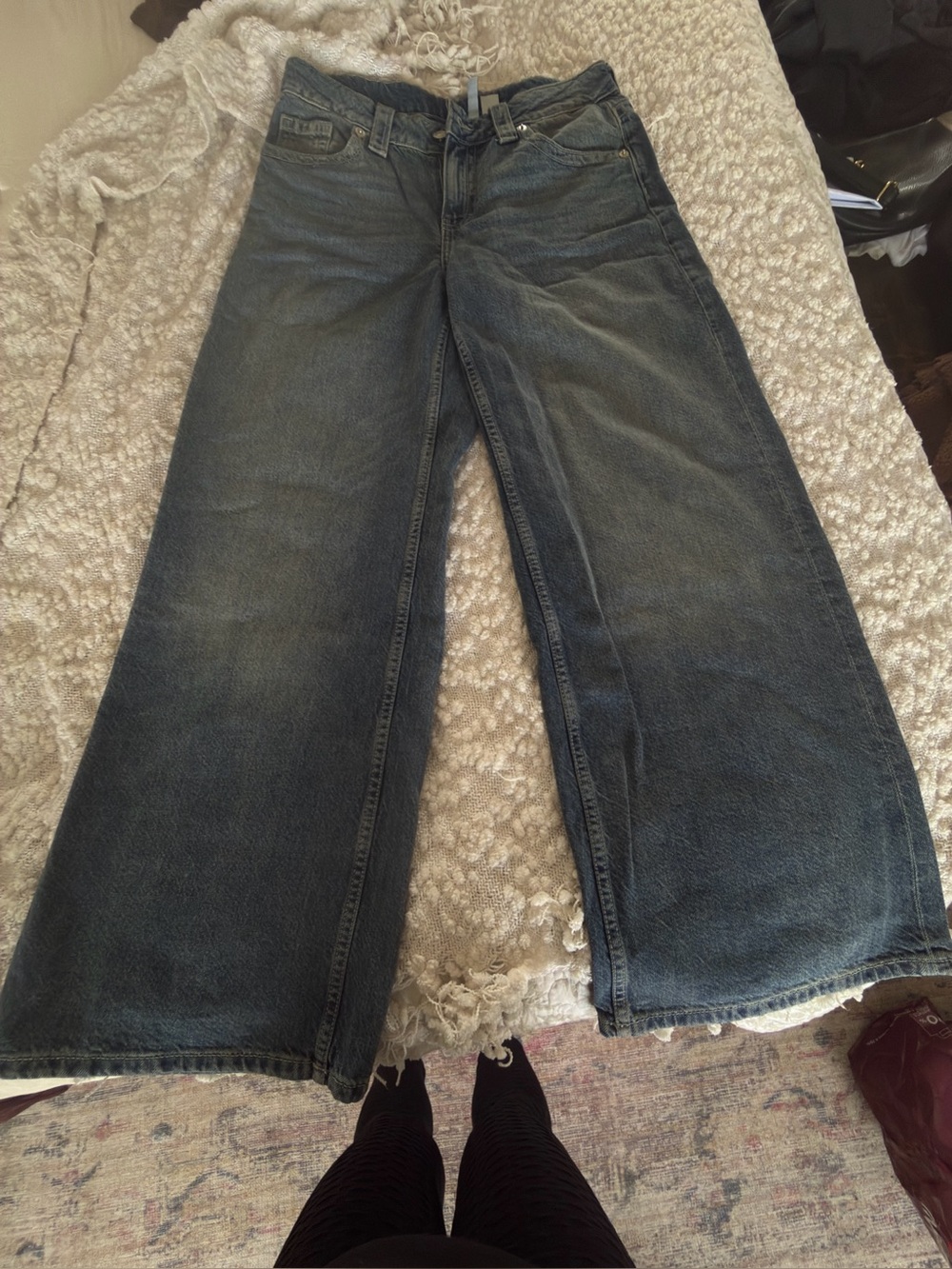 H&M Dark Blue Wide-Leg Women's Jeans